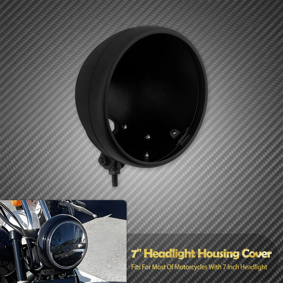 Coque de Phare Rond 7'' à Fixation Basse (Bucket) - Universel Harley-Davidson Softail, Sportster, Touring – photo 8/8
