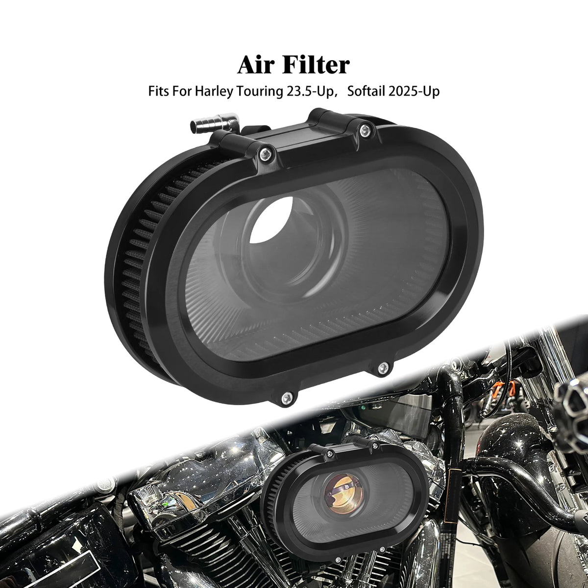 Filtre à Air avec Anneaux Décoratifs Interchangeables - Harley-Davidson Sportster, Dyna, Touring, Softail, Trike – photo 20/26