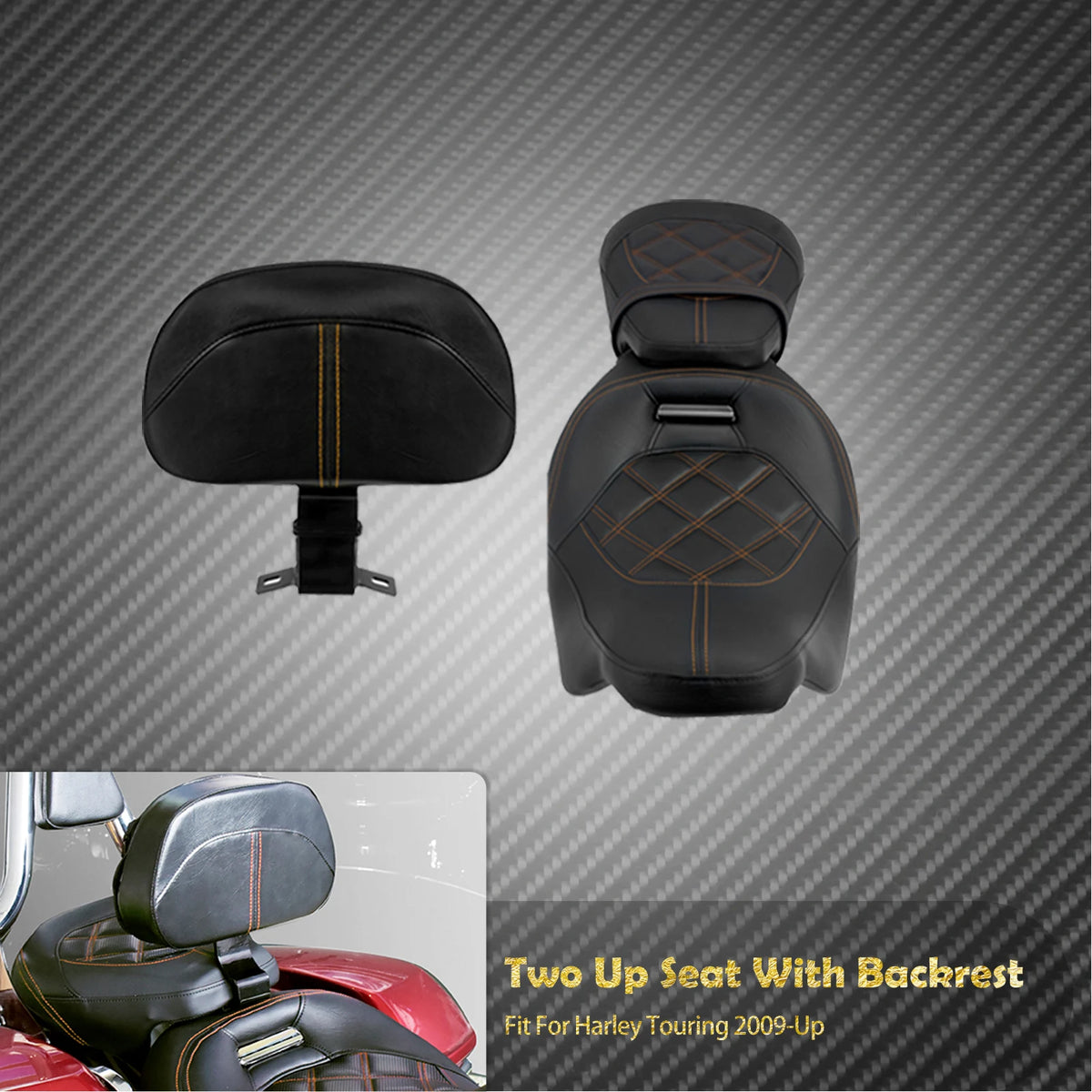 Selle Two-Up Conducteur/Passager avec Dossier Avant - Harley-Davidson Touring 2009 et plus – photo 7/9
