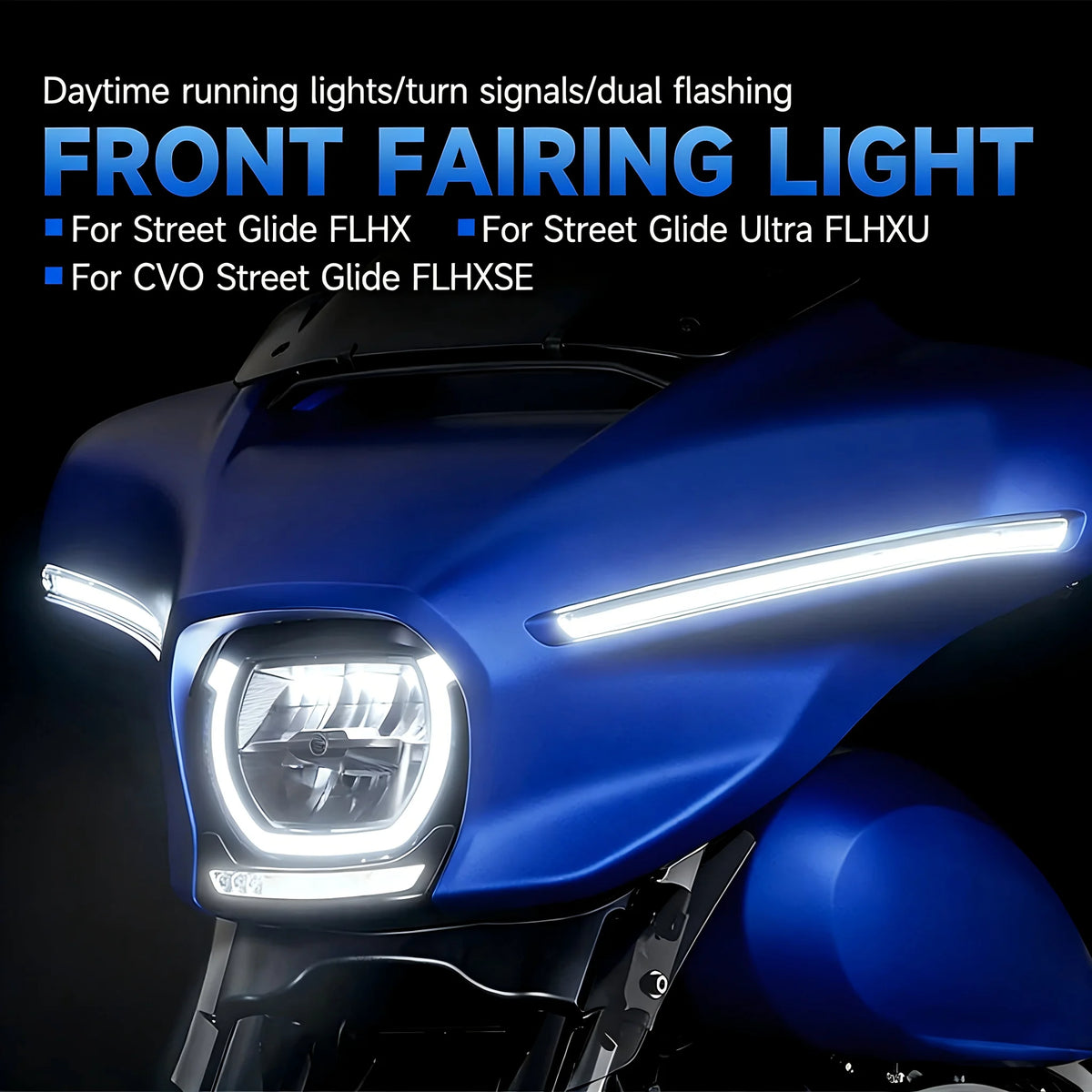 Feu de carénage LED chrome et ambre pour carénage batwing Harley-Davidson - vue 4