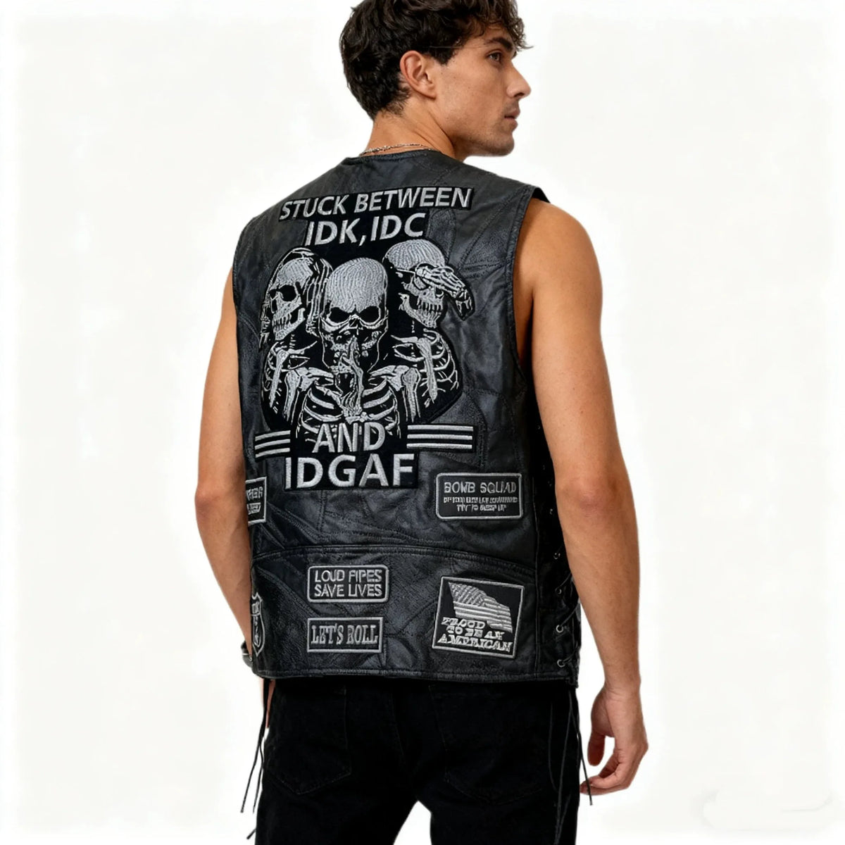 Gilet sans manches style biker - vue - vue 3