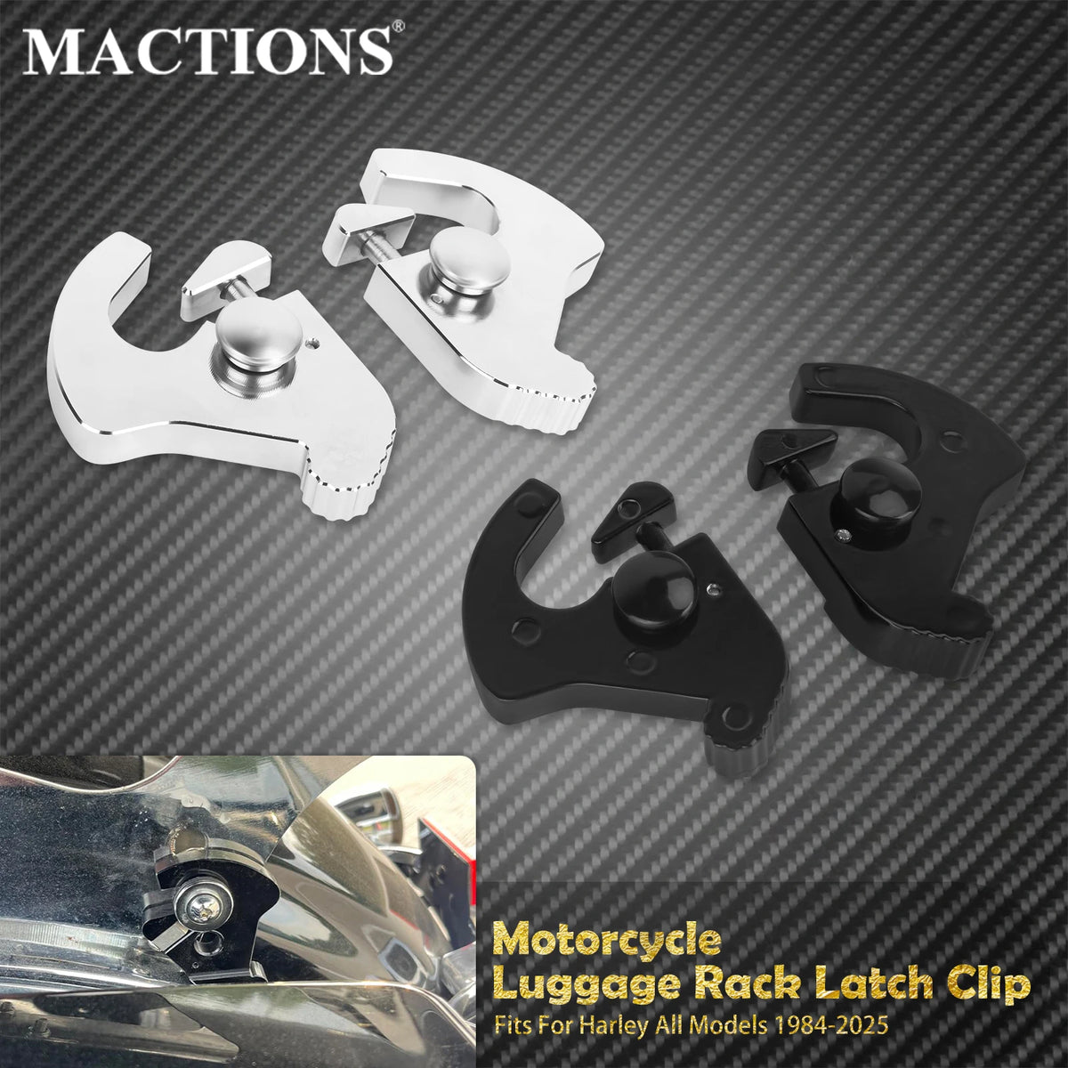 Kit de loquets de fixation rapide pour dossier sissy bar et porte-bagages détachable - Harley-Davidson – photo 1/8