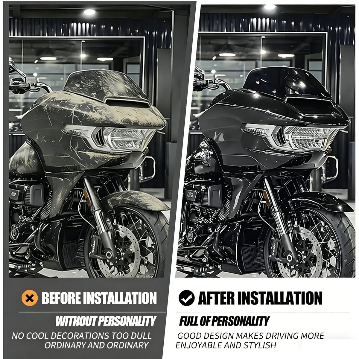 Kit de carénage avant noir pour phare de Harley-Davidson Road Glide - vue 2
