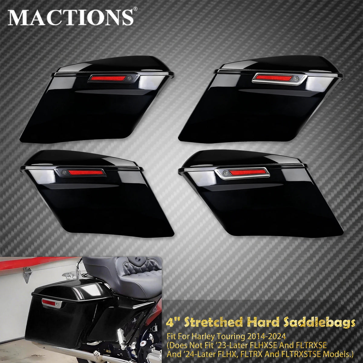 Sacoches rigides rallongées 4 pouces (Stretched) - Harley-Davidson Touring 2014 et plus – photo 1/7