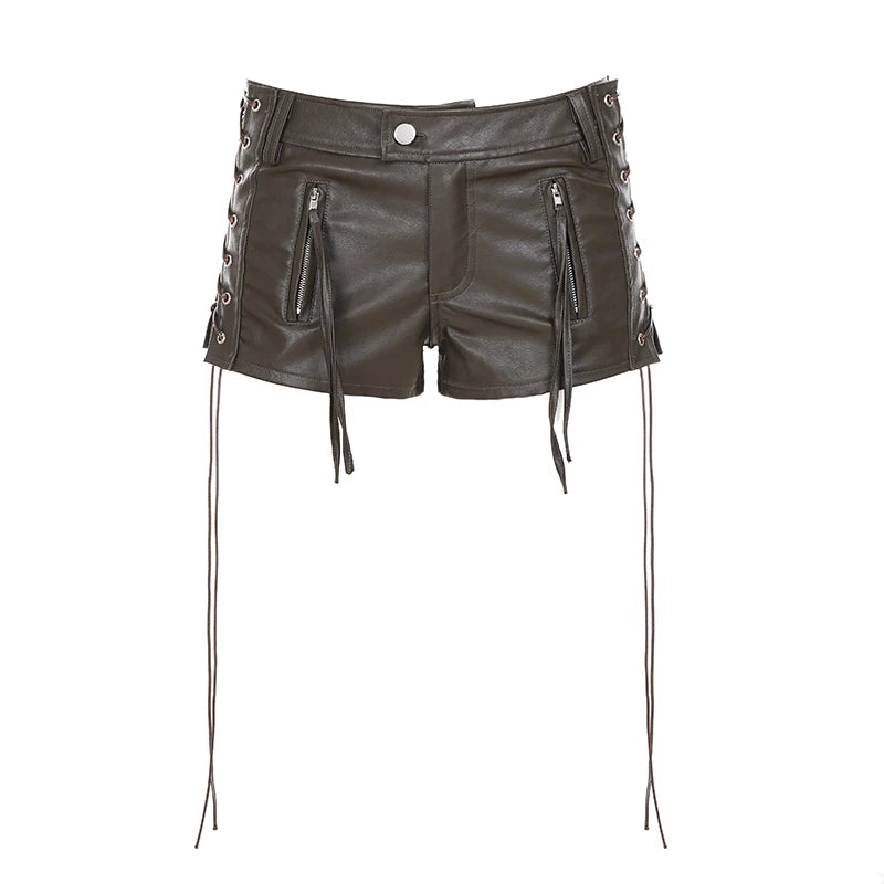 Short simili cuir taille basse style punk streetwear - vue 4
