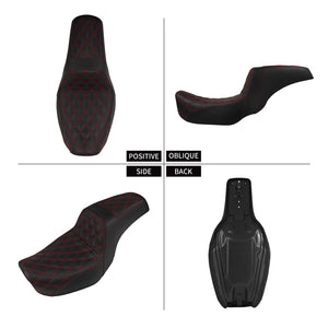 Selle biplace en cuir noir pour Harley-Davidson Dyna - vue 3