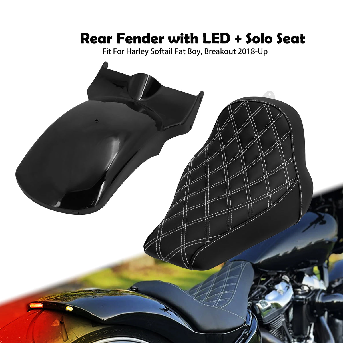 Kit garde-boue arrière raccourci et selle solo avec feux LED pour Harley Softail - vue 7