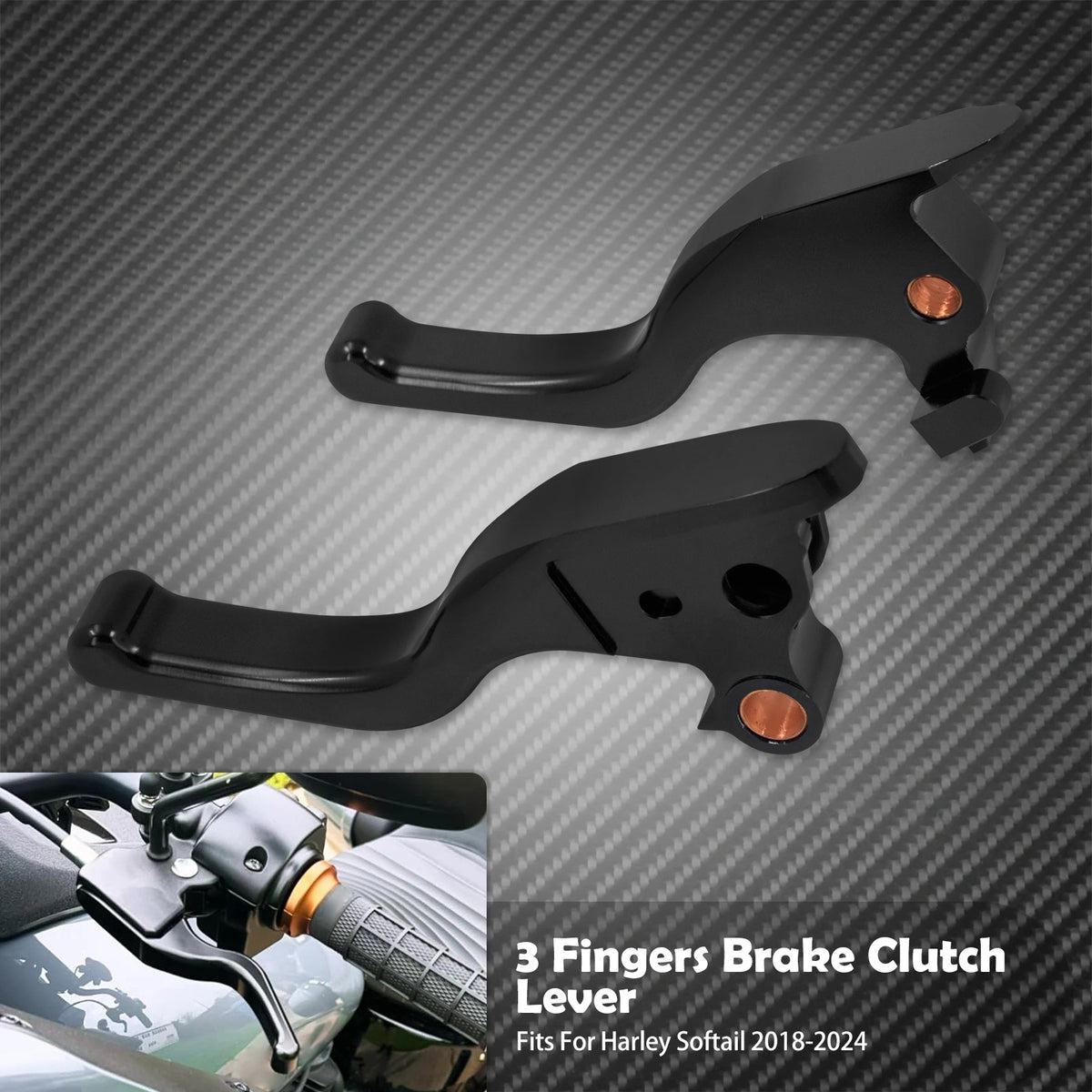 Leviers de Frein/Embrayage Courts 3 Doigts - Harley-Davidson Softail 2018-2024 – photo 7/8