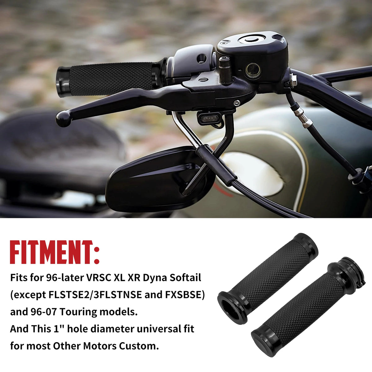 Poignées de Guidon 25mm (1") - Harley-Davidson Sportster, Touring, Softail, Dyna & V-Rod – photo 5/8