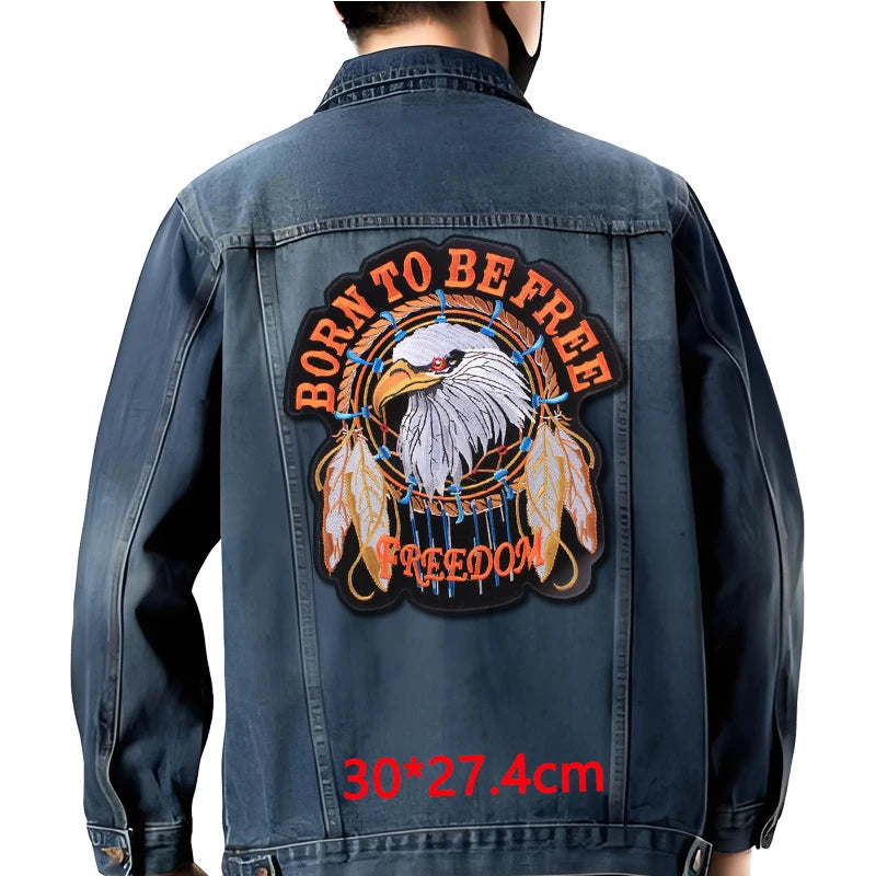 Grand écusson dorsal brodé style biker moto pour blouson - vue 42
