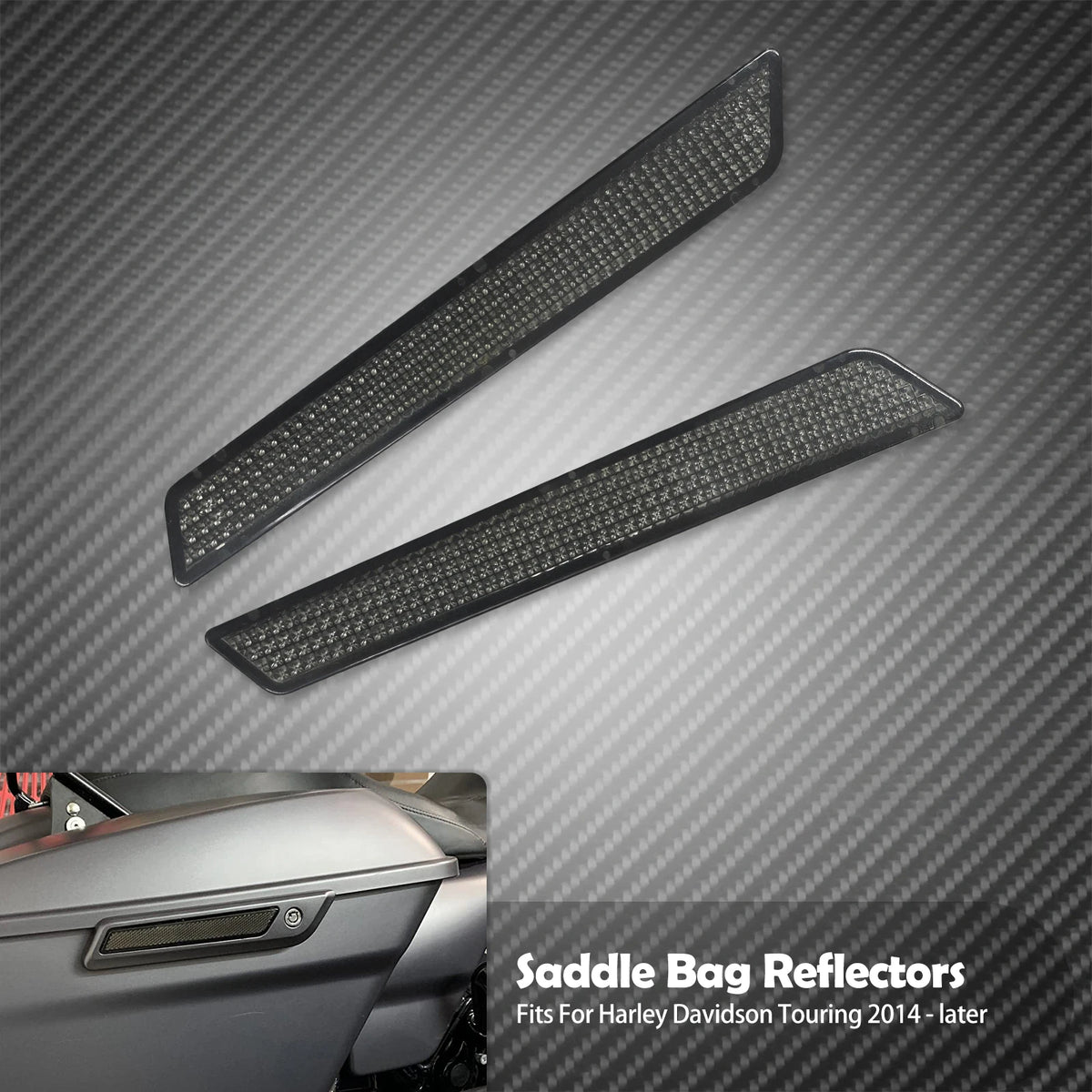 Caches de loquets de sacoches rigides fumés (réflecteurs) - Harley Touring Road King, Street Glide, Electra Glide, CVO, FLHX 2014-2024 – photo 7/7