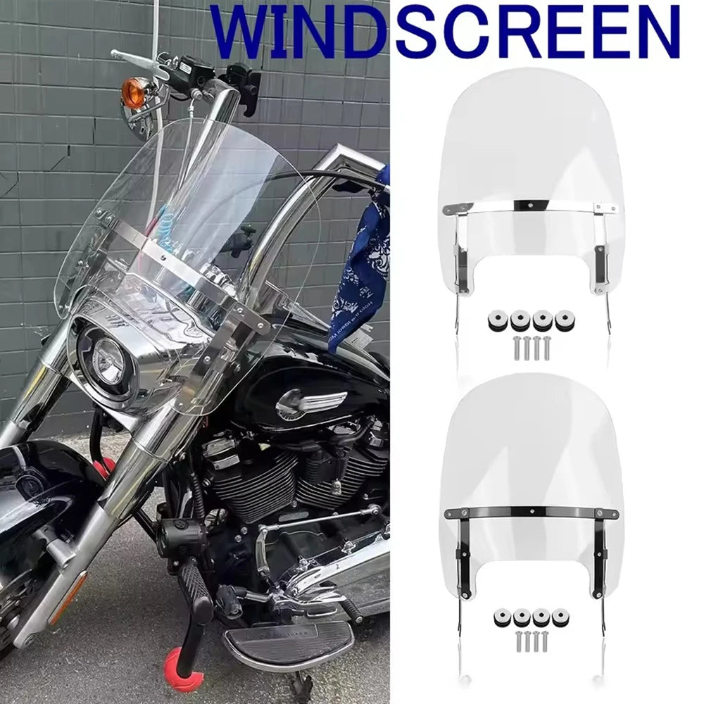 Pare-brise moto noir pour Harley Softail Fat Boy - vue 5