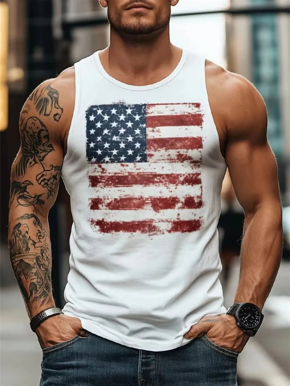 Débardeur homme aigle USA 250 ans - vue 20