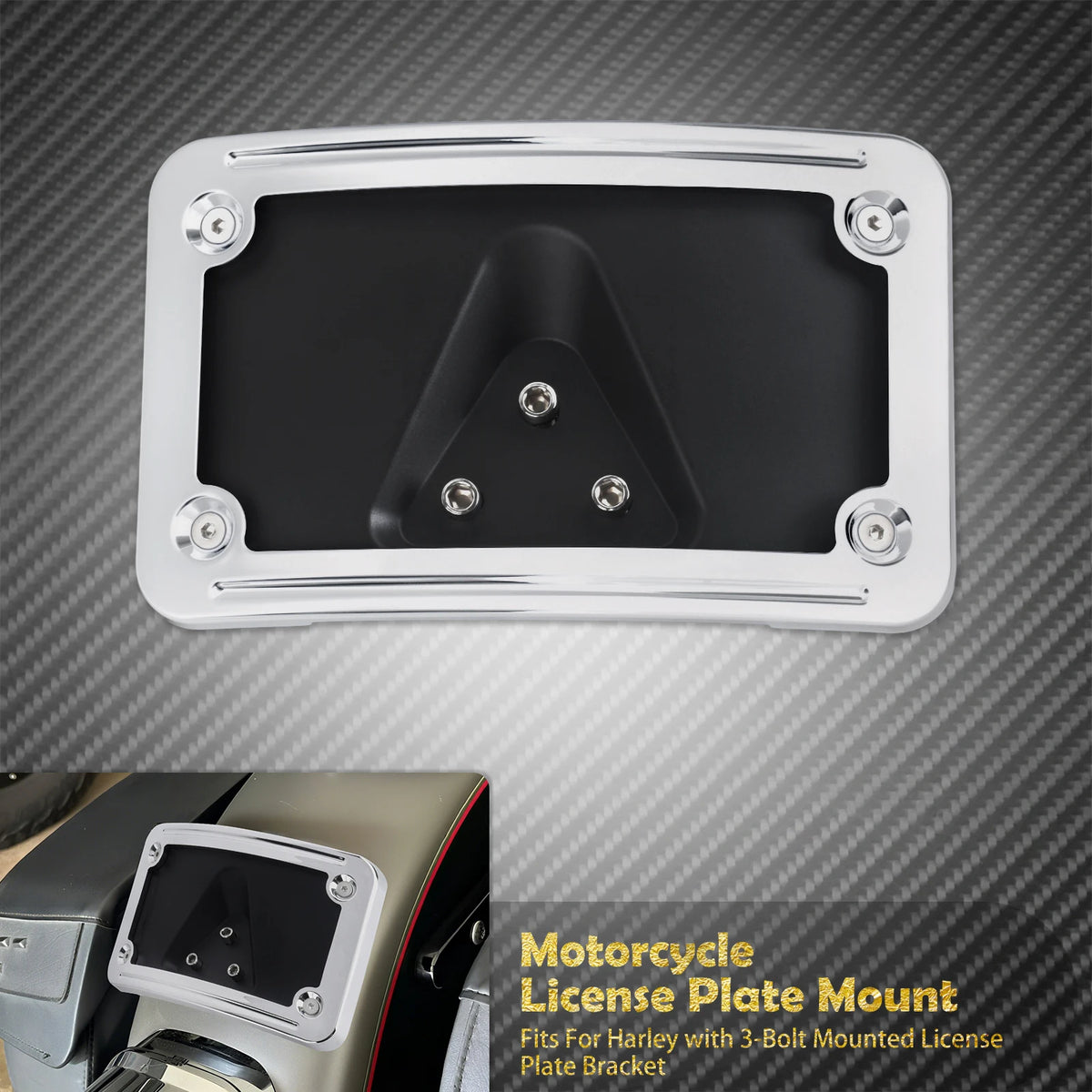 Support de Plaque d'Immatriculation Courbé 3 Trous - Harley-Davidson Dyna, Sportster et Softail – photo 8/8
