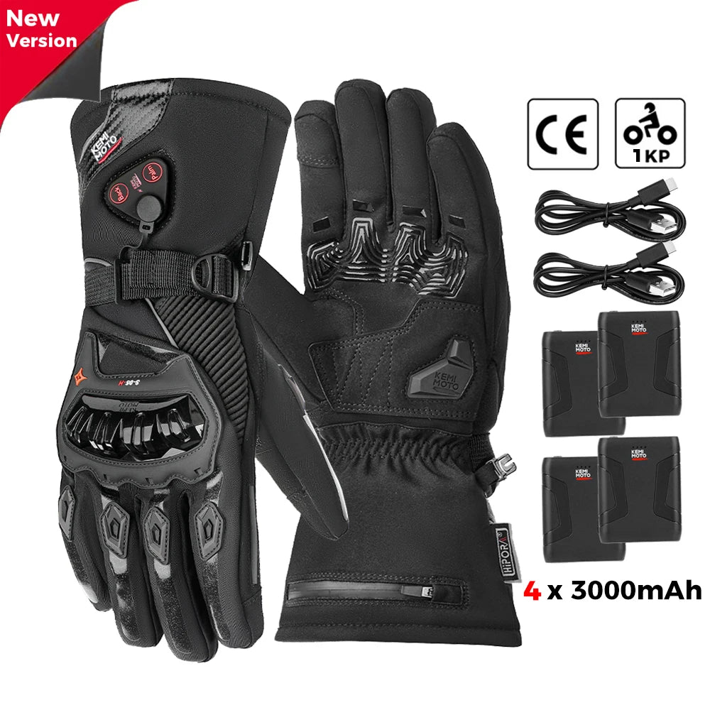 Gants moto chauffants noirs - vue sur main - vue 21
