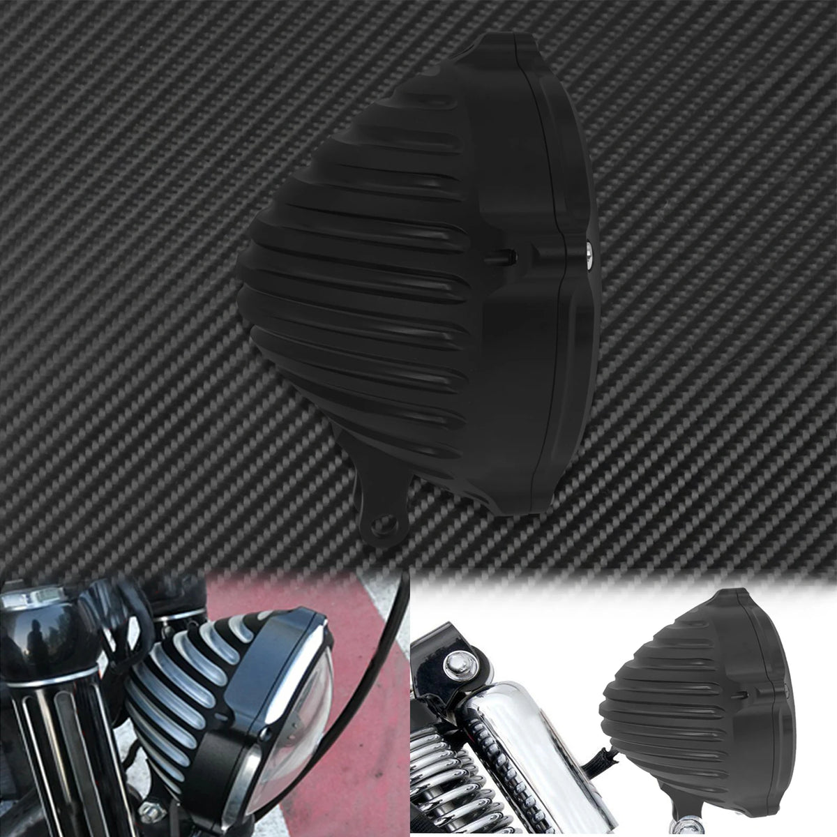Carter/Cache de Phare 5,75" avec Support de Fixation Basse - Harley-Davidson Sportster, Dyna, Softail – photo 2/9
