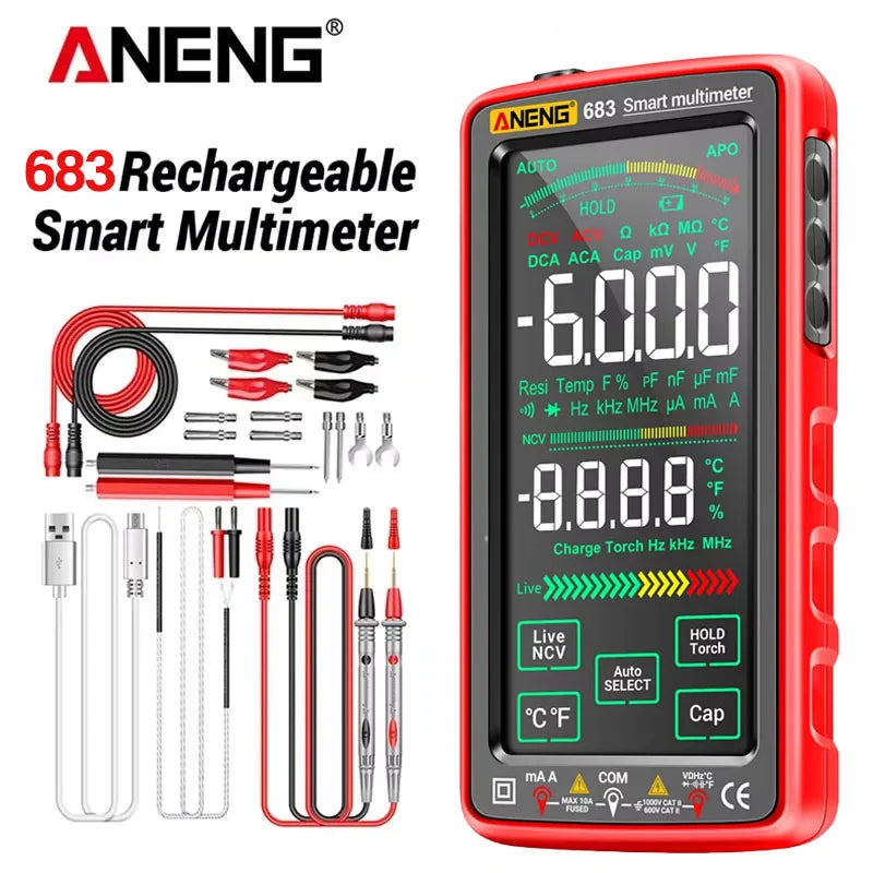 Multimètre Intelligent Tactile Rechargeable 6000 Points - AC/DC Tension et Courant – photo 1/10