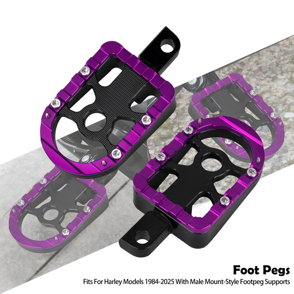 Marchepieds/repose-pieds passager arrière pour Harley-Davidson Sportster, Touring, Road Glide, Dyna et Softail FL – photo 8/12