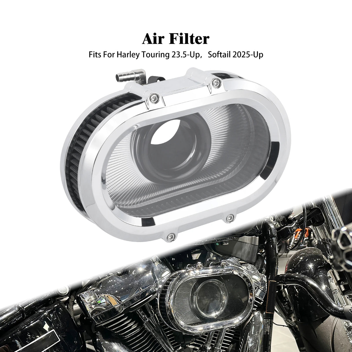 Filtre à Air avec Anneaux Décoratifs Interchangeables - Harley-Davidson Sportster, Dyna, Touring, Softail, Trike – photo 19/26