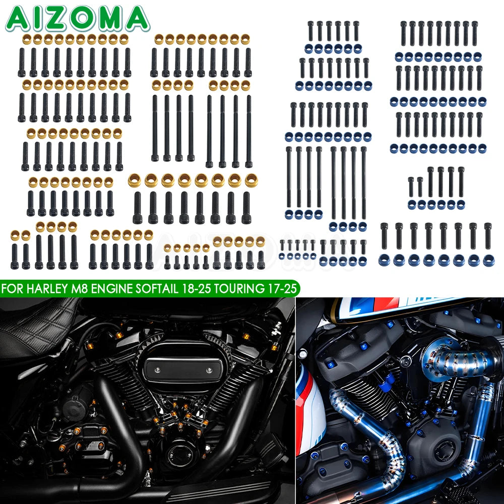 Kit de caches de vis moteur décoratifs pour Harley-Davidson M8 Softail Breakout, Low Rider, Street, Fat Bob (2018-2025), Touring (2017-2025) – photo 1/13