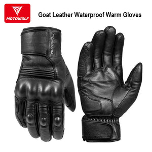 Gants de moto en cuir noir avec renforts - vue 1