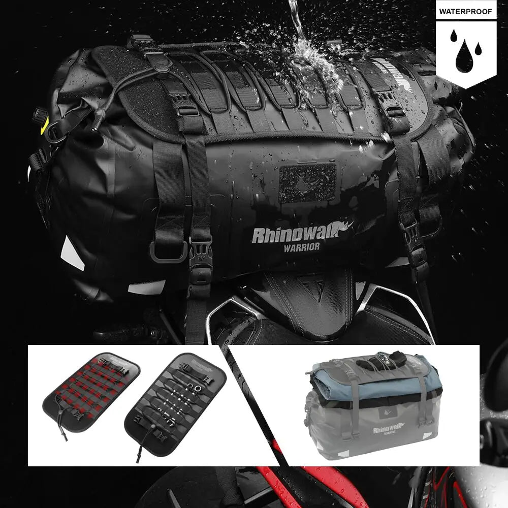 Sac de selle arrière noir Rhinowalk pour moto - vue 3