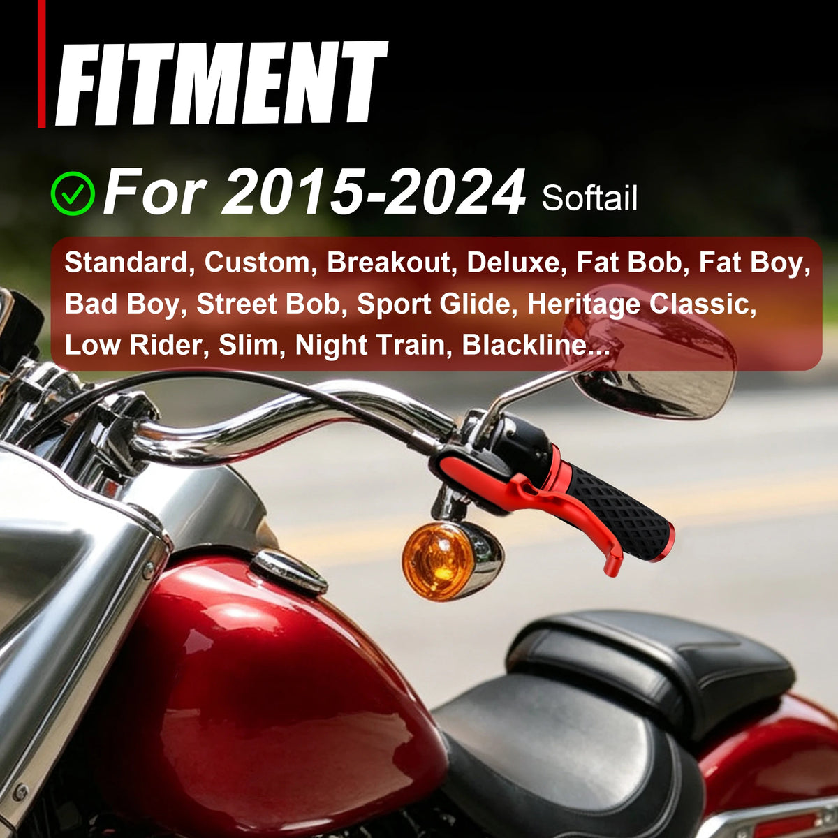 Leviers de frein et d'embrayage courts 3 doigts (Shorty) - Harley-Davidson Softail 2015-2024 – photo 2/13