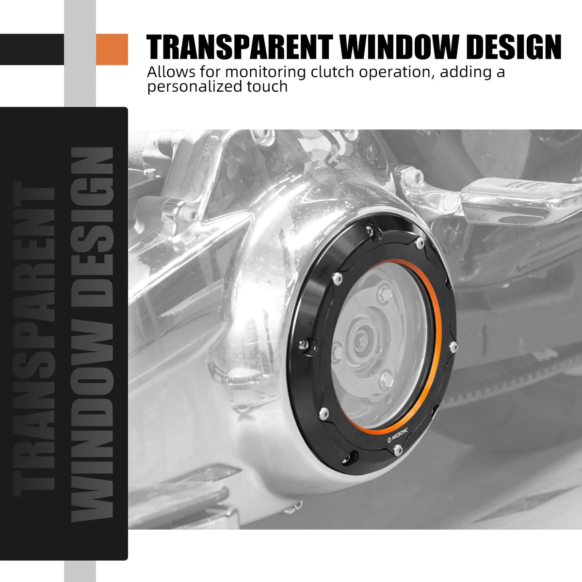 Cache de carter d'embrayage avec fenêtre transparente pour Harley Touring - vue 3