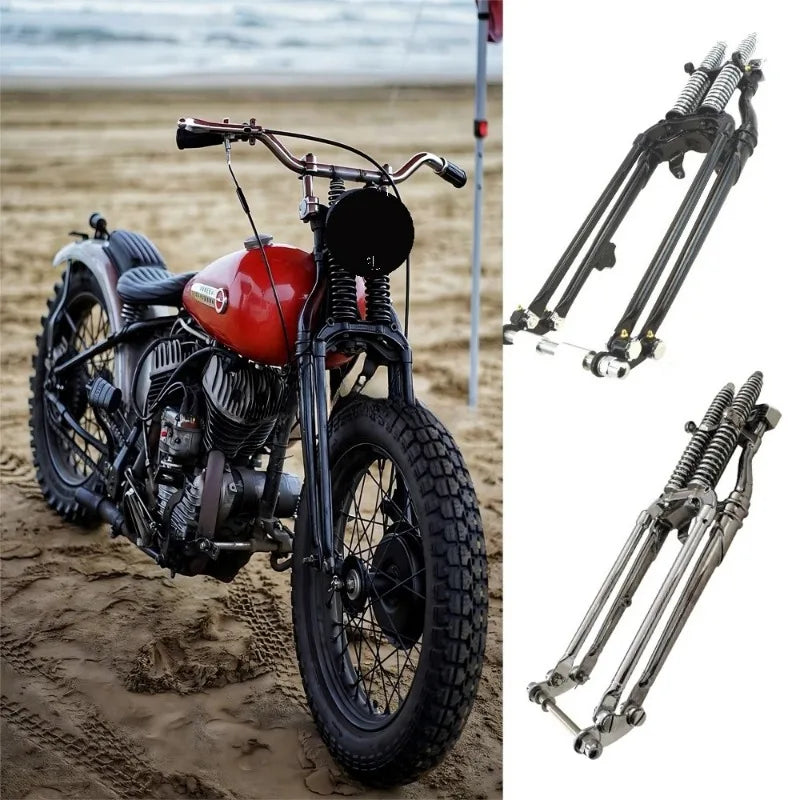 Fourche Springer vintage chromée pour moto custom - 18 à 26 pouces