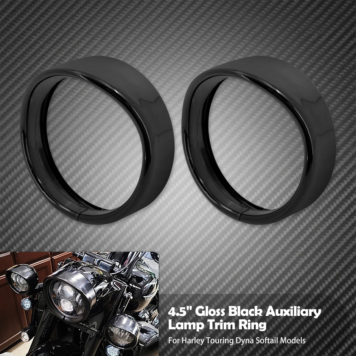 Anneaux de Finition Chromés pour Feux Additionnels 4,5" - Harley-Davidson Touring – photo 9/9