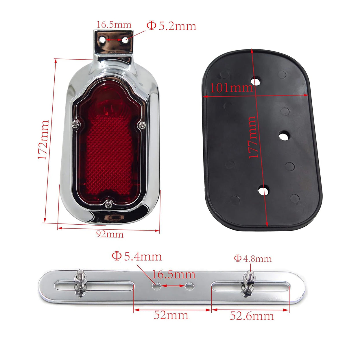 Feu arrière LED chromé style tombstone pour moto Harley-Davidson - vue 3