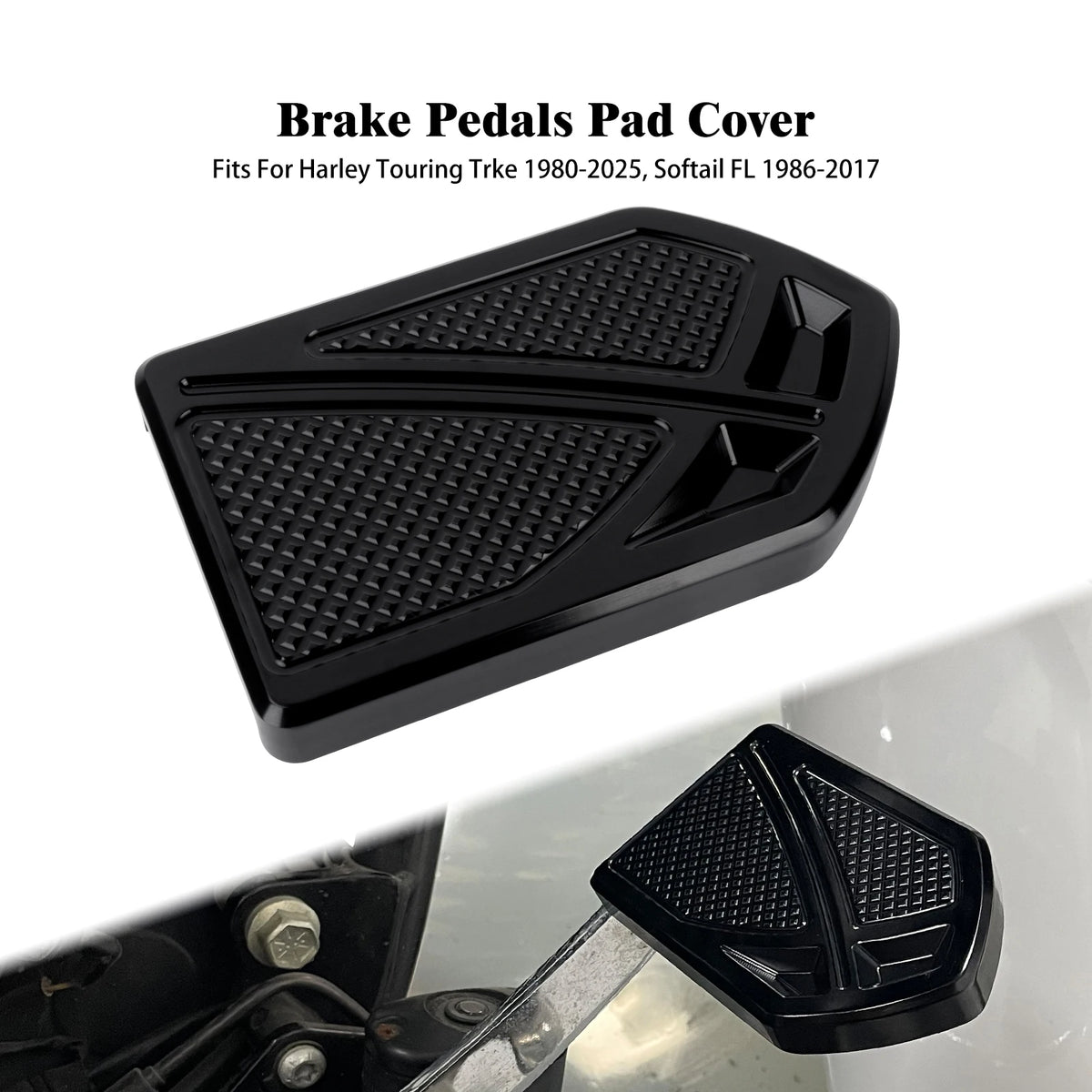 Cache de pédale de frein noir et chromé pour moto Harley-Davidson - vue 8
