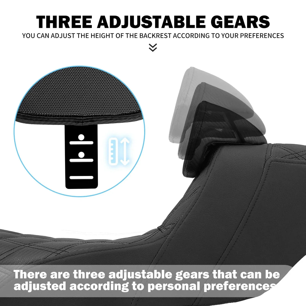 Selle biplace noire avec dossier pilote pour Harley-Davidson Road Glide - vue 5