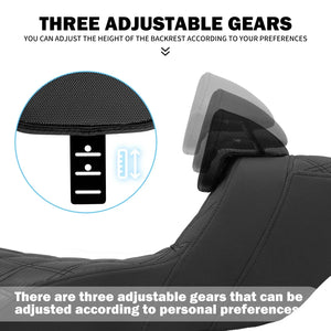 Selle biplace noire avec dossier pilote pour Harley-Davidson Road Glide - vue 5