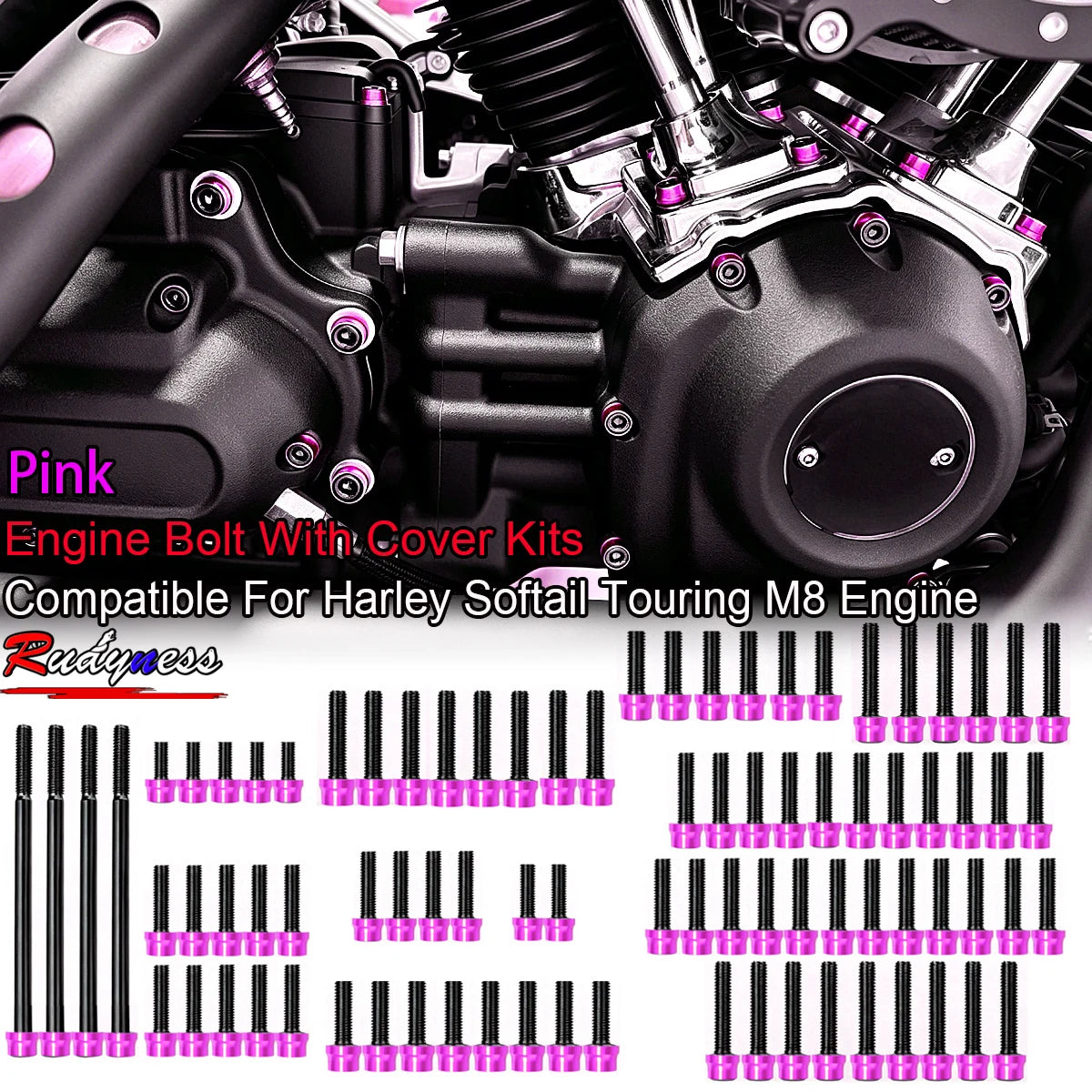 Kit de boulons et caches colorés pour moteur Harley Softail - vue 11