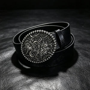 Ceinture gothique noire à boucle lion araignée et serpent - vue 13