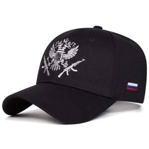 Casquette noire brodée aigle bicéphale - vue de face - vue 4