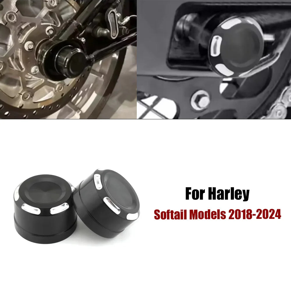 Caches d'écrou d'axe arrière pour Harley Softail - vue 1