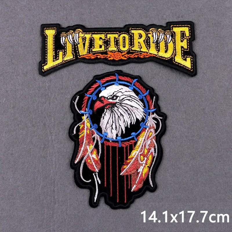 Écusson brodé Live To Ride motard punk à coudre ou repasser sur veste - vue 3