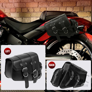 Sacoche de selle rétro en cuir noir avec porte-gourde pour Harley Sportster - vue 6