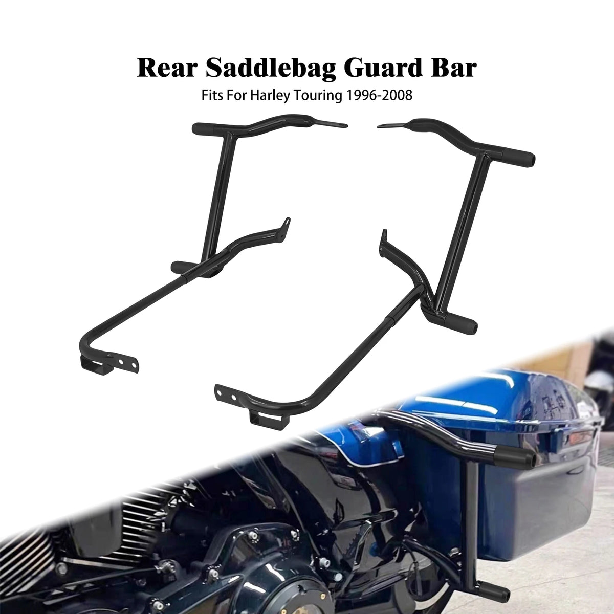 Barres de protection noires pour sacoches de Harley-Davidson Touring - vue 1