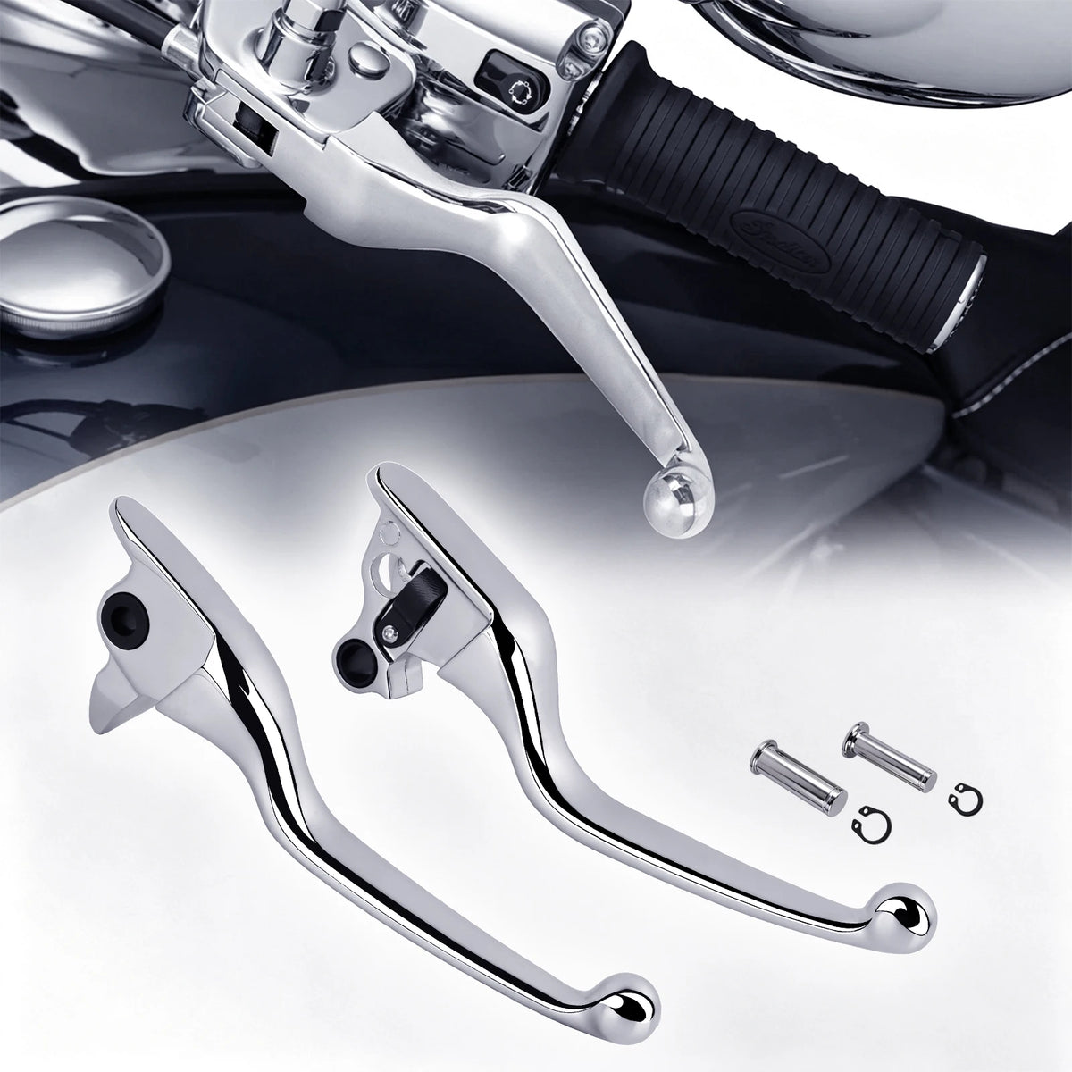 Leviers de frein et d'embrayage chromés pour Harley Touring 2008-2013 - vue 1