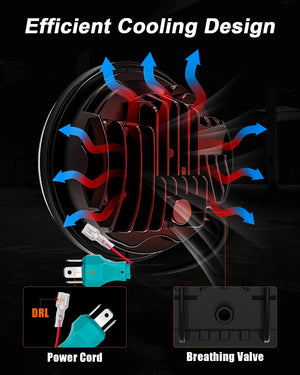 Phare LED à projecteur 5,75 pouces Angel Eyes H4, feu de jour pour Harley Sportster, Dyna, Iron 883 - vue 6