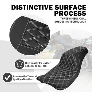 Selle biplace liseré blanc pour Harley-Davidson Touring - vue 4
