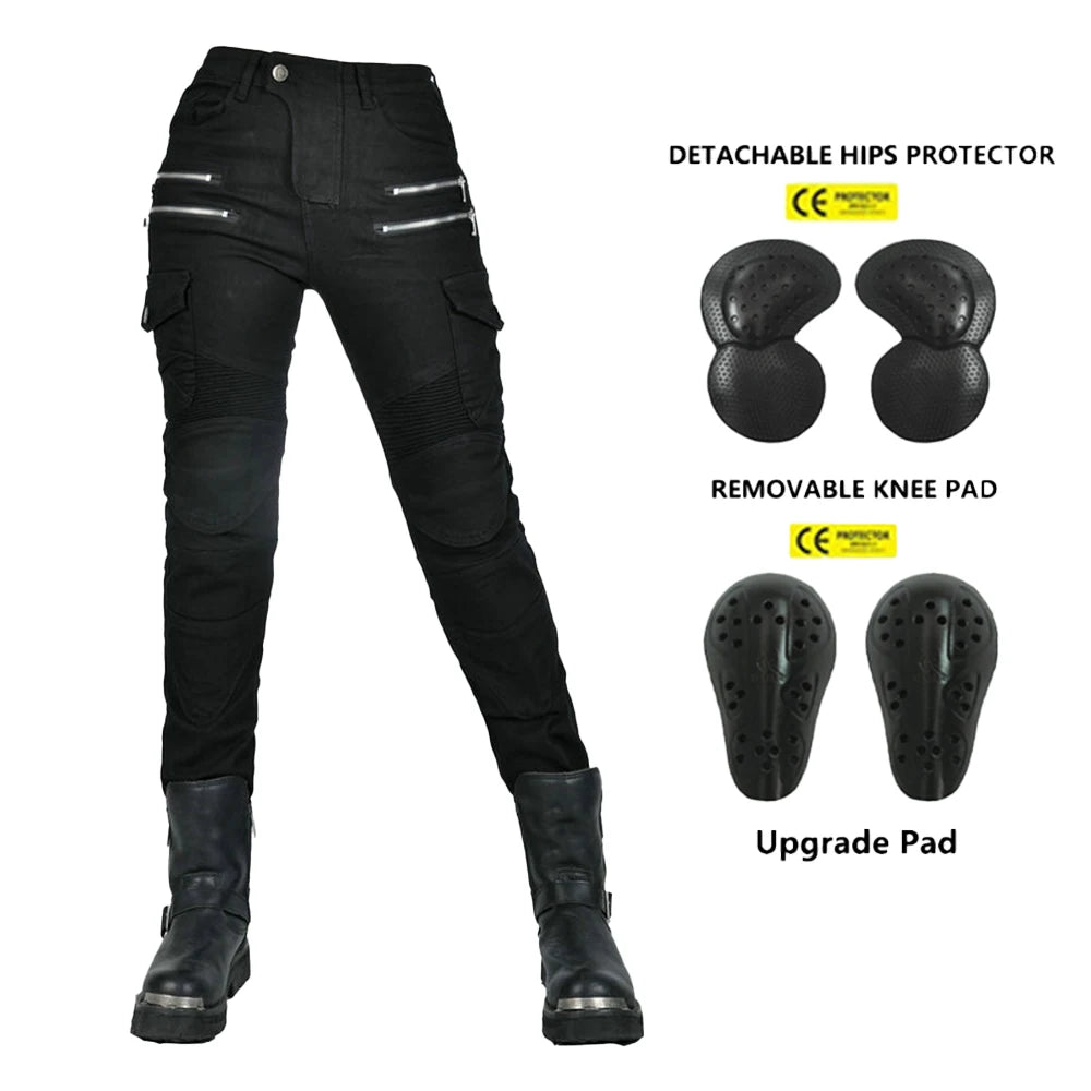 Pantalon moto femme double zip, protections genoux et hanches - vue 14