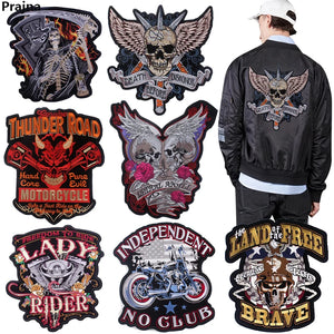 Écusson dorsal brodé biker punk crâne aigle - vue 1