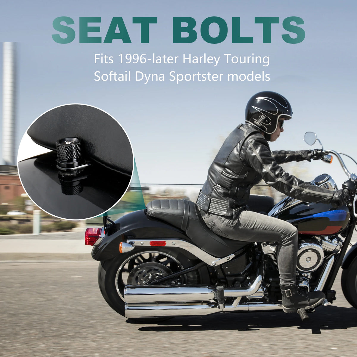 Boulons de Selle Moletés (Filetage 1/4-20) - Harley-Davidson Touring, Softail, Dyna, Sportster 1996 et plus – photo 6/12