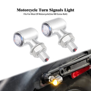 Paire de mini clignotants LED moto noir/chrome, montage universel - vue 10