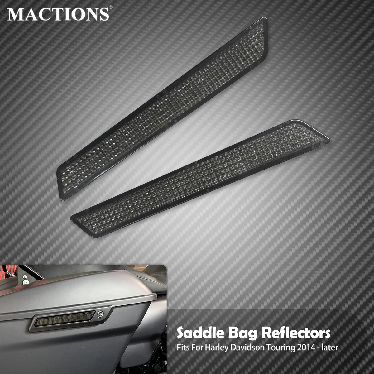 Caches de loquets de sacoches rigides fumés (réflecteurs) - Harley Touring Road King, Street Glide, Electra Glide, CVO, FLHX 2014-2024 – photo 1/7
