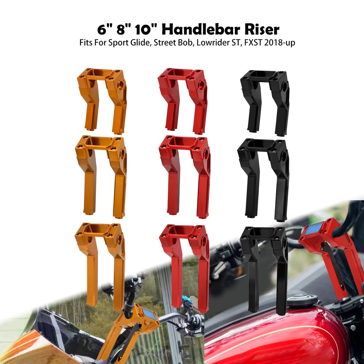Rehausseurs de guidon 6"/8"/10" avec collier - Harley-Davidson Softail 2018 et plus – photo 1/17